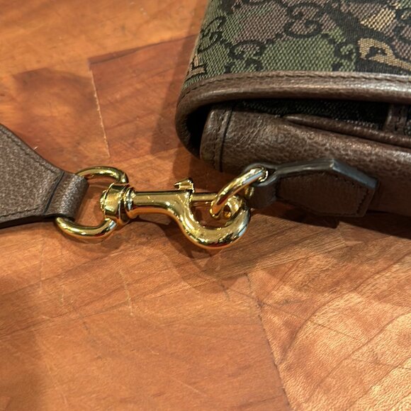 GUCCI X PALACE GG P Canvas Monogram Web Camouflage Flap Messenger (Unisex) - Picture 7 of 13